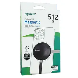 Портативний SSD Apacer Magnetic AS725 512 GB USB 3. 2 Gen. 2 Type-C MagSafe чорний - мініатюра 2