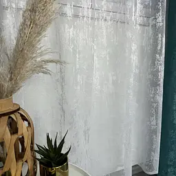 Жакардові мармурові штори бірюзового кольору 2шт. 150х270 з білим жакардовим тюлем 400х270, на тасьмі ALBO pbe0052582 - мініатюра 5