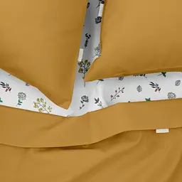 Комплект постільної білизни Cosas Curcuma CS4 Полуторний гірчичний (Ranfors16_Mustard_El-FoliageBirds_160) - мініатюра 3