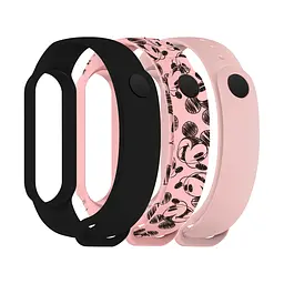 Комплект силіконових ремінців для фітнес браслетів Xiaomi Mi Band 5/6/7, Silicone, cartoon mickey pink, зі зручною застібкою, на фітнес трекер та смарт годинник, ArmorStandart (ARM77042)