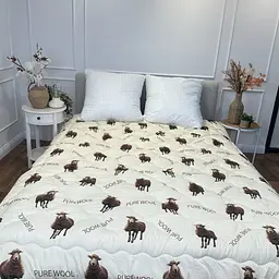 Ковдра євро відкрита двостороння з вовни Arda Pure Wool 21441 195х215 см капучино - мініатюра 3
