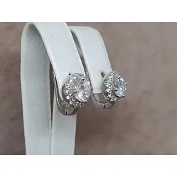 Срібні сережки TOP Silver з фіанітами. 9520100Б - мініатюра 3