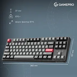 Клавіатура GamePro Asgard Ragnar Keychron Super Red Switch Wireless/Bluetooth/USB Black бездротова (MK285BK) - мініатюра 6