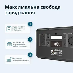 Портативна зарядна станція Konner&Sohnen KS 500PS LiFePO4, 448 Вт/ч 500 Вт (KS500PS) - мініатюра 14
