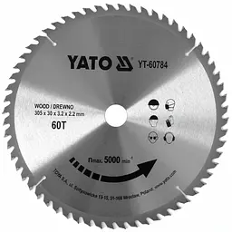 Диск пиляльний победітовий по дереву YATO 305x30x3.2x2.2 мм (YT-60784)