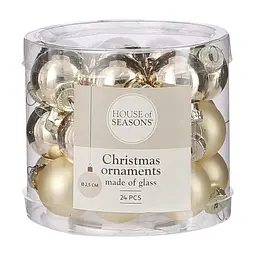 Ялинкова іграшка House Of Seasons Скляні кульки 24 шт D2.5 см Шампань (8718861800029)