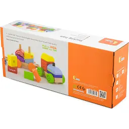 Дерев'яний поїзд Viga Toys Яскраві кубики (50534) - мініатюра 4