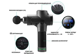 Масажний пістолет EasyFit Percussio (портативний перкусійний вібромасажер для тіла з 6 насадками) (EF-2073) - мініатюра 2