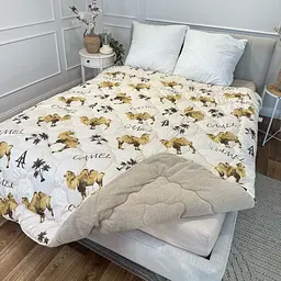 Ковдра двоспальна відкрита двостороння з вовни Arda Camell wool 21437 175х215 см бежева