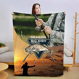 Плед плюшевий 3D Чоловіку рибалці 160х200 см