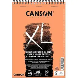Альбом для ескізів на спіралі Canson XL Extra Whitе 90г/м2 білий колір