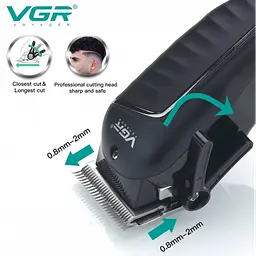 Машинка для стрижки VGR V-683, бездротова, LED-дисплей, з насадками, чорна - мініатюра 4