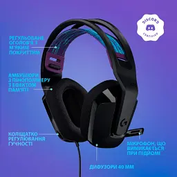 Навушники з мікрофоном Logitech G335 Wired Gaming Black (981-000978) - мініатюра 5
