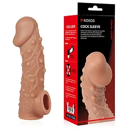 Насадка на пеніс Kokos Cock Sleeve CS 002 S, 13,8 см (тілесний) - мініатюра 2