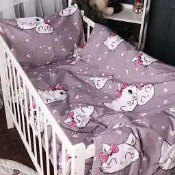 Простирадло на резинці MirSon Бязь Kids Time 17-0691 Cat with a paw 70х130 см темно-сіре (2200010461367) - мініатюра 6