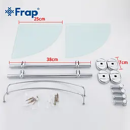 Полиця скляна подвійна кутова 250x250 Frap F1907-2 1/10, Хром - мініатюра 5
