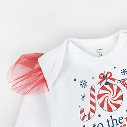 Теплий новорічний комплект для дівчинки Joy To The World зріст 86 см (12 - 18 місяців) Malena Білий з принтом - мініатюра 3