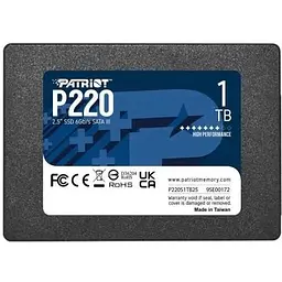Твердотільний накопичувач SSD 1Tb, P220, SATA3, 2.5", 3D TLC, 550/500 МБ/с Patriot teh0019779
