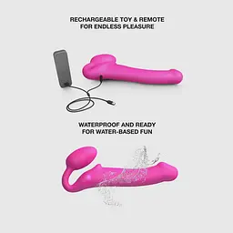 Безремінний страпон з вібрацією Strap-On-Me Vibrating Fuchsia XL - мініатюра 5