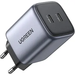 Зарядний пристрій 2xUSB 45W (2xUSB-C) Gan PD 25W+20W, CD294 Ugreen Сірий