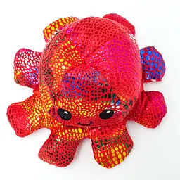 М'яка іграшка Восьминіг перевертень двосторонній веселий сумний Mood Octopus 16 см UKC червоний перламутровий в горошок - мініатюра 4