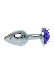 Анальна пробка Jewellery Silver Rose Plug Purple - мініатюра 4