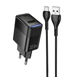 Мережевний зарядний пристрій Hoco CS111A Lounge PD22.5W 1USB-C + кабель USB to Type-C Black
