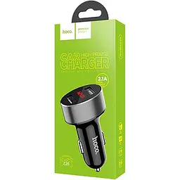 Автомобільний зарядний пристрій Hoco Z26 2USB Display Black/Grey - мініатюра 3