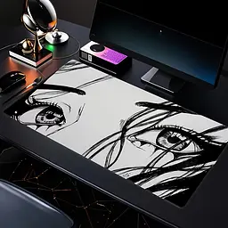 Килимок для миші та клавіатури "Deep Eyes" 90×40 см, Сірий - мініатюра 4