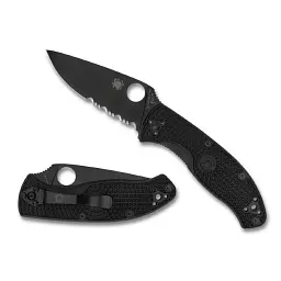 Ніж Spyderco Tenacious Black Blade Lightweight полусеррейтор (C122PSBBK) - мініатюра 2