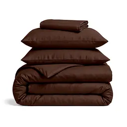Євро постільна білизна з простирадлом на резинці COCOA BROWN COSAS (4822052389430)