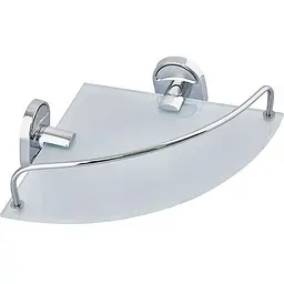 Полиця кутова з обмежувачем Zerix скло AFB-0107-1 ZX5073, Хром