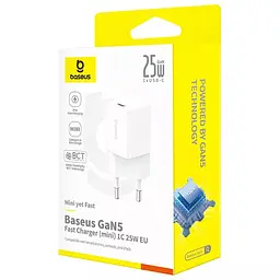 МЗП Baseus GaN5 Fast Charger (mini) PD25W (1USB-C) (P10110909213-00) Moon White - мініатюра 3