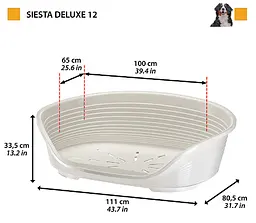 Пластиковий лежак для собак і котів Ferplast Siesta Deluxe 12 чорний 111×80,5×33,5 см 70212917 - мініатюра 2