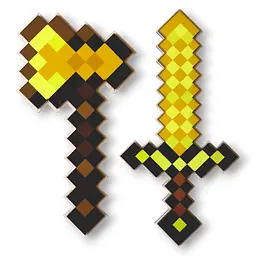 Набір іграшок Minecraft Золотий з фанери 2 шт. (меч, сокира) (NF12)