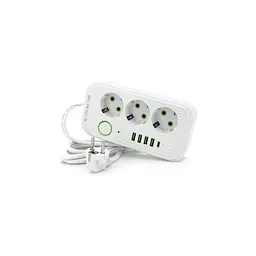 Мережевий фільтр живлення Voltronic F09U, 3 роз EU, 4 USB White (F09U-White)