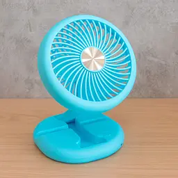 Міні вентилятор на акумуляторі Mini Fan блакитний, складаний з USB, настільний