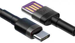 Кабель Baseus Cafule HW Quick Charging Cable USB to Type-C 40W 1m CATKLF-PG1 Black-Grey - мініатюра 2