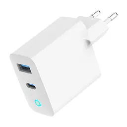 Зарядний пристрій Gembird 1xUSB-C PD30W + 1xUSB QC3.0 LED white (TA-UC-PDQC30L-W-01) - мініатюра 3