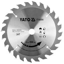 Диск пиляльний победітовий по дереву YATO 165x16x2.2x1.5 мм (YT-60590)