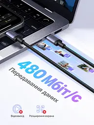 Кабель UGREEN L528 USB-C - USB-C PD 100 Вт 0,5 м темно-сірий (65831) - мініатюра 4