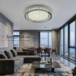 Сучасна стельова LED-люстра з кришталем для вітальні Linisoln 3218-600 CH хром 160 Вт 60 см до 22 м2