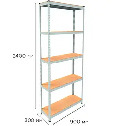 Металевий стелаж Emby Light Series (розмір 2400х900x300мм) 5 полиць ДСП до 100кг Білий - мініатюра 2