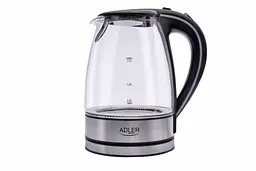 Скляний електрочайник Adler AD 1225, 1,7 л, із підсвічуванням, 2200 Вт, чорний - мініатюра 2