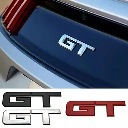 Емблема напис GT для Ford Mustang червона 174×45 мм метал (на скотчі) - мініатюра 2