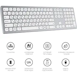 Клавіатура OfficePro SK1550 Wireless White SK1550W [128855] - мініатюра 6