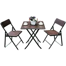 Садовий набір Spring Fun RATTAN BROWN стіл 61.5 см + 2 крісла для тераси
