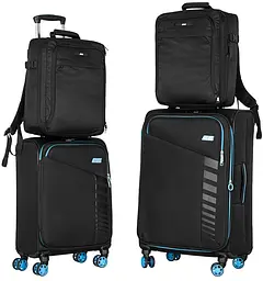 Набір валіз Trek (M+S) TSA 4 колеса + 2 рюкзаки Cabin (2E-BPET-CABIN-BK) поліестр чорний 2E sum0027644