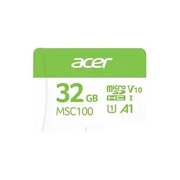 Карта пам'яті microSDHC, 32Gb, MSC100, Class10 UHS-I U1 V10 A1, без адаптера Acer teh0033795