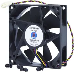 Вентилятор Cooling Baby 8025 PWM wrong sticker 80x80x25мм HB, 12В, 0,30А 17.6-31.3дБ, (8025 PWM.1)